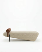 Masterfully crafted modern asymmetrical luxury Modern upholstered bed end bench by Arris Concepts