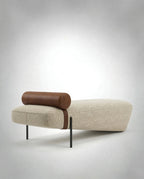 Masterfully crafted modern asymmetrical luxury Modern upholstered bed end bench by Arris Concepts