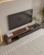 Masterfully crafted luxury modular TV ledge with wood and glass accents by Arris Concepts