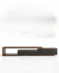 Masterfully crafted luxury modular TV ledge with wood and glass accents by Arris Concepts