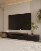 Masterfully crafted luxury modular TV ledge with wood and glass accents by Arris Concepts