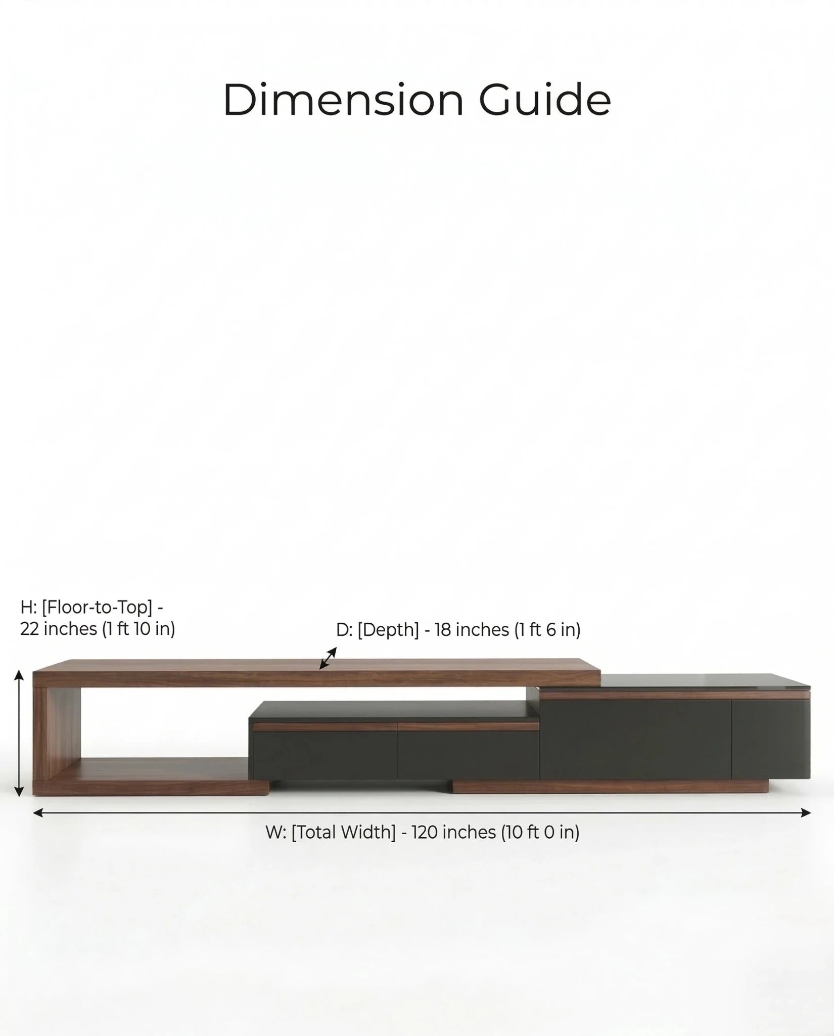 Masterfully crafted luxury modular TV ledge with wood and glass accents by Arris Concepts