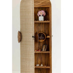 Masterfully crafted luxury rattan storage cabinet with wood shelves by Arris Concepts