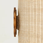 Masterfully crafted luxury rattan storage cabinet with wood shelves by Arris Concepts