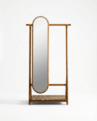 Luxury freestanding solid wood floor mirror with valet by Arris Concepts