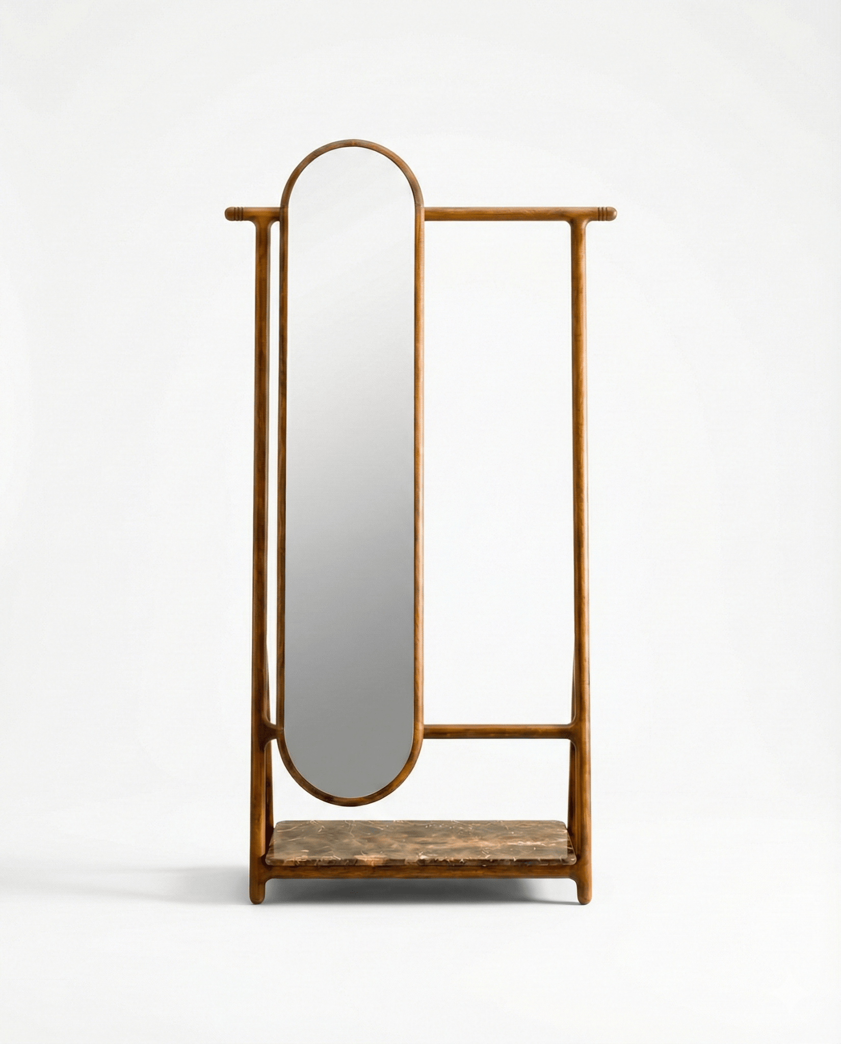 Luxury Solid Wood Freestanding Floor Mirror with Valet Stand - Arris Concepts
