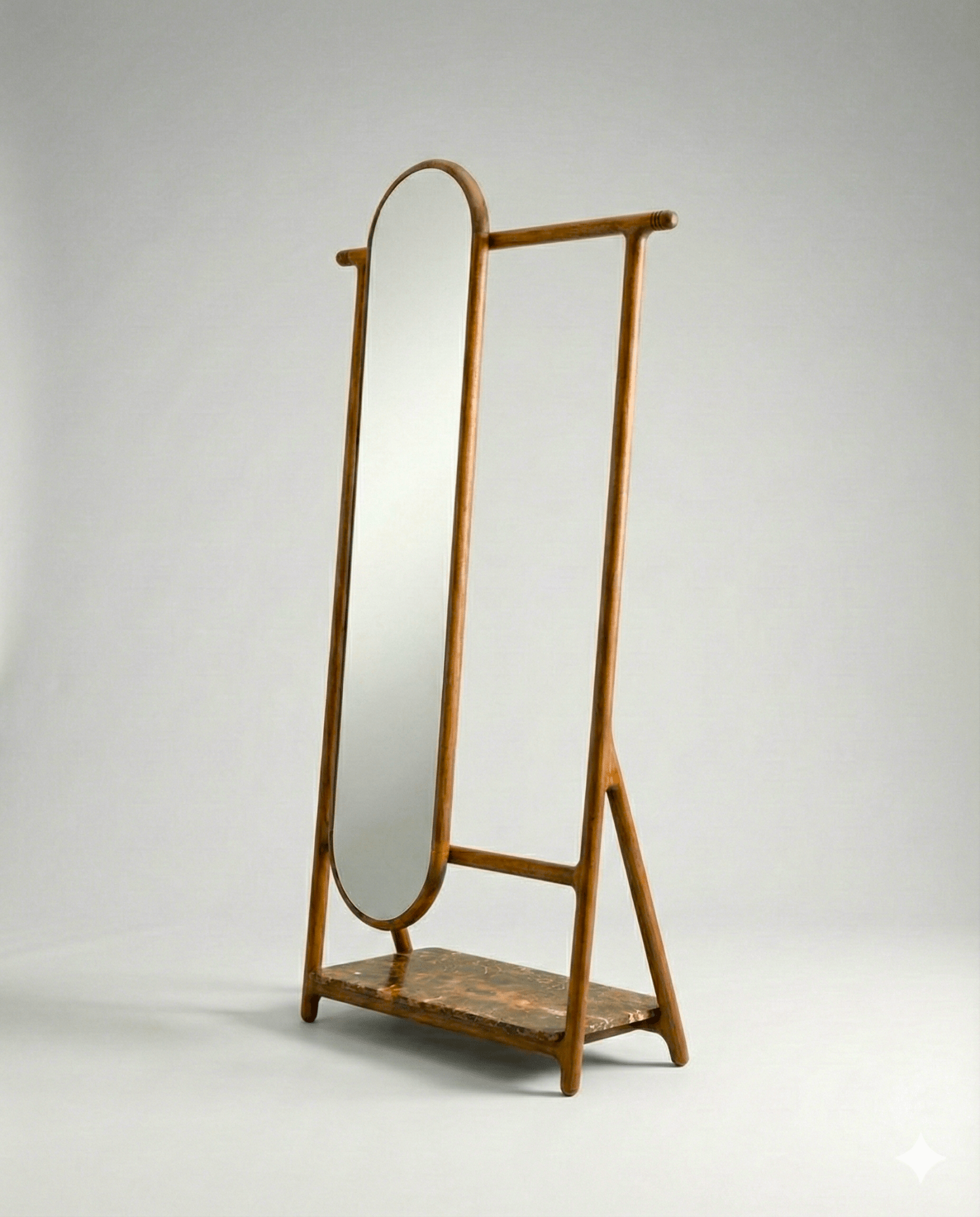 Luxury Solid Wood Freestanding Floor Mirror with Valet Stand - Arris Concepts