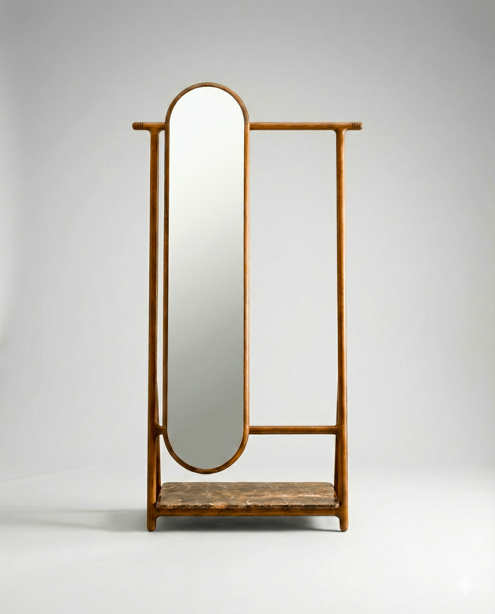 Luxury Solid Wood Freestanding Floor Mirror with Valet Stand - Arris Concepts