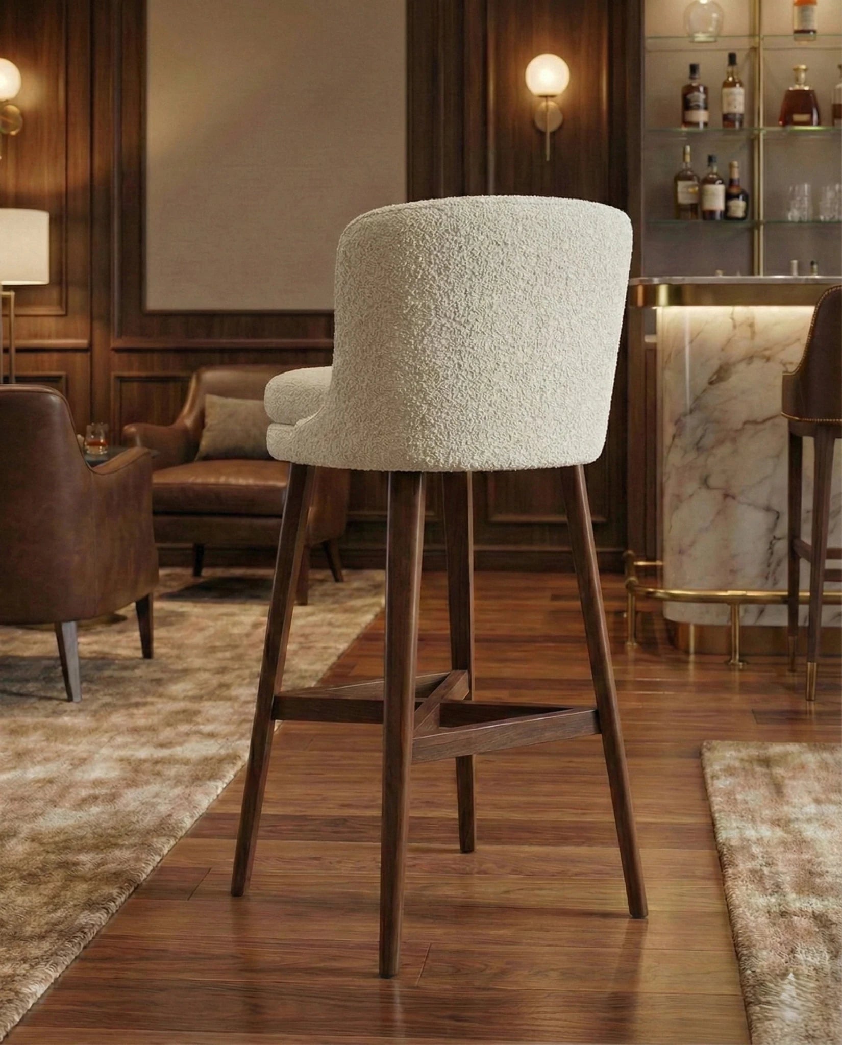 Masterfully crafted luxury textured beige counter stool for a modern kitchen by Arris Concepts