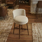 Masterfully crafted luxury textured beige counter stool for a modern kitchen by Arris Concepts
