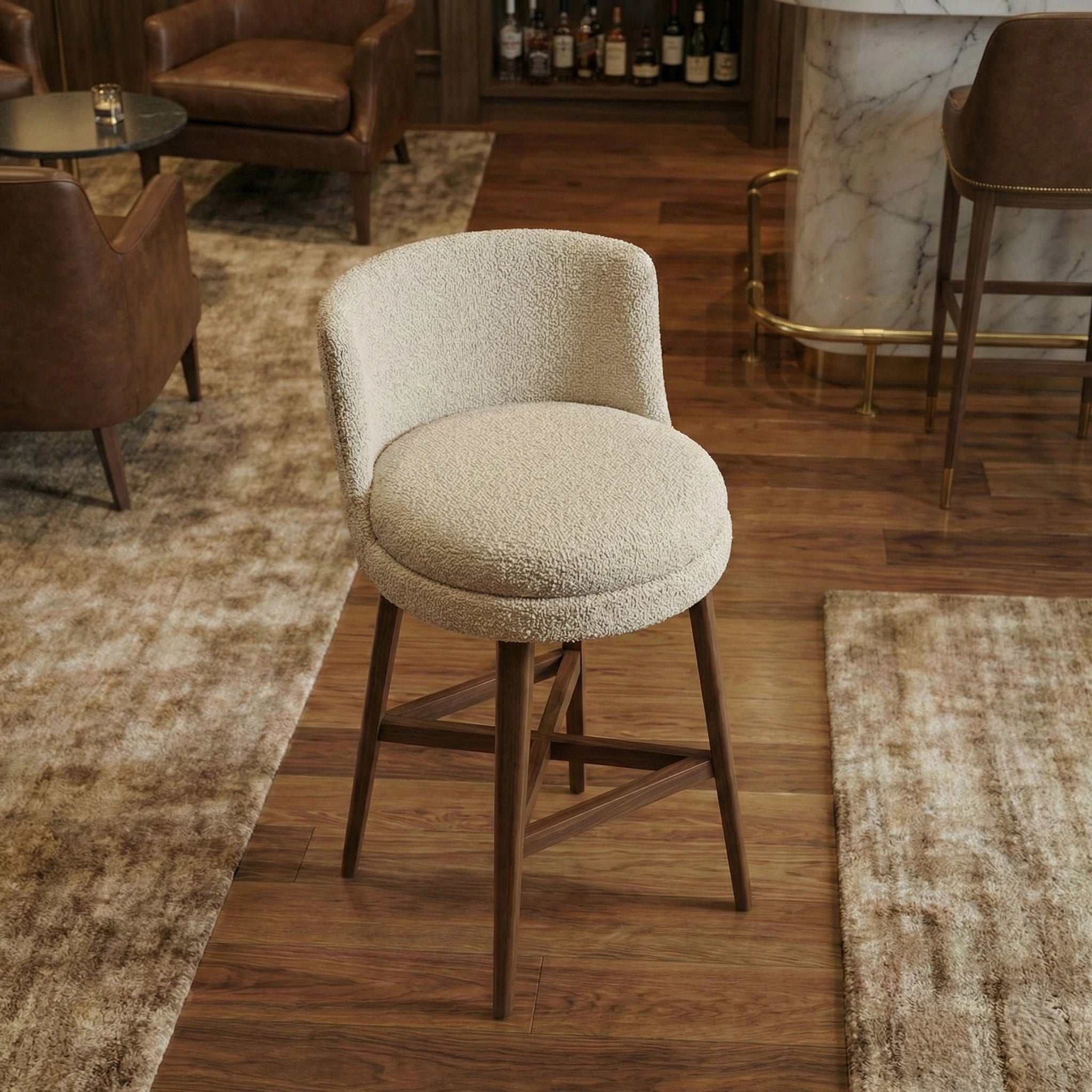 Masterfully crafted luxury textured beige counter stool for a modern kitchen by Arris Concepts