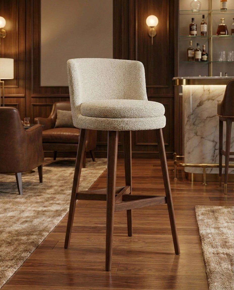 Masterfully crafted luxury textured beige counter stool for a modern kitchen by Arris Concepts