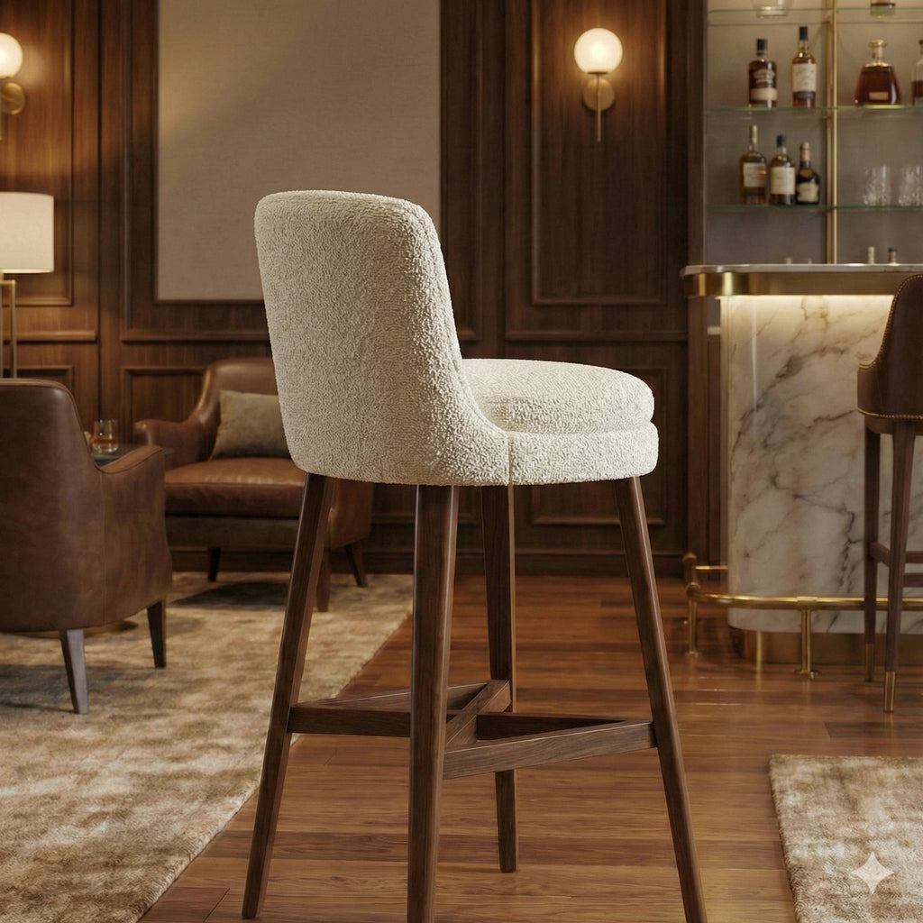 Masterfully crafted luxury textured beige counter stool for a modern kitchen by Arris Concepts