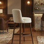 Masterfully crafted luxury textured beige counter stool for a modern kitchen by Arris Concepts