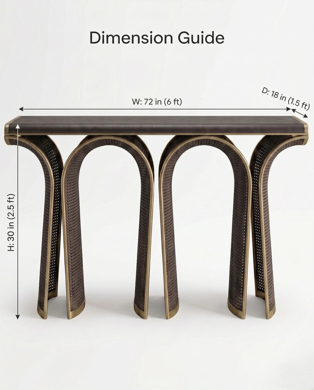 Architectural Woven Arch & Brass Console Table Arris Concepts