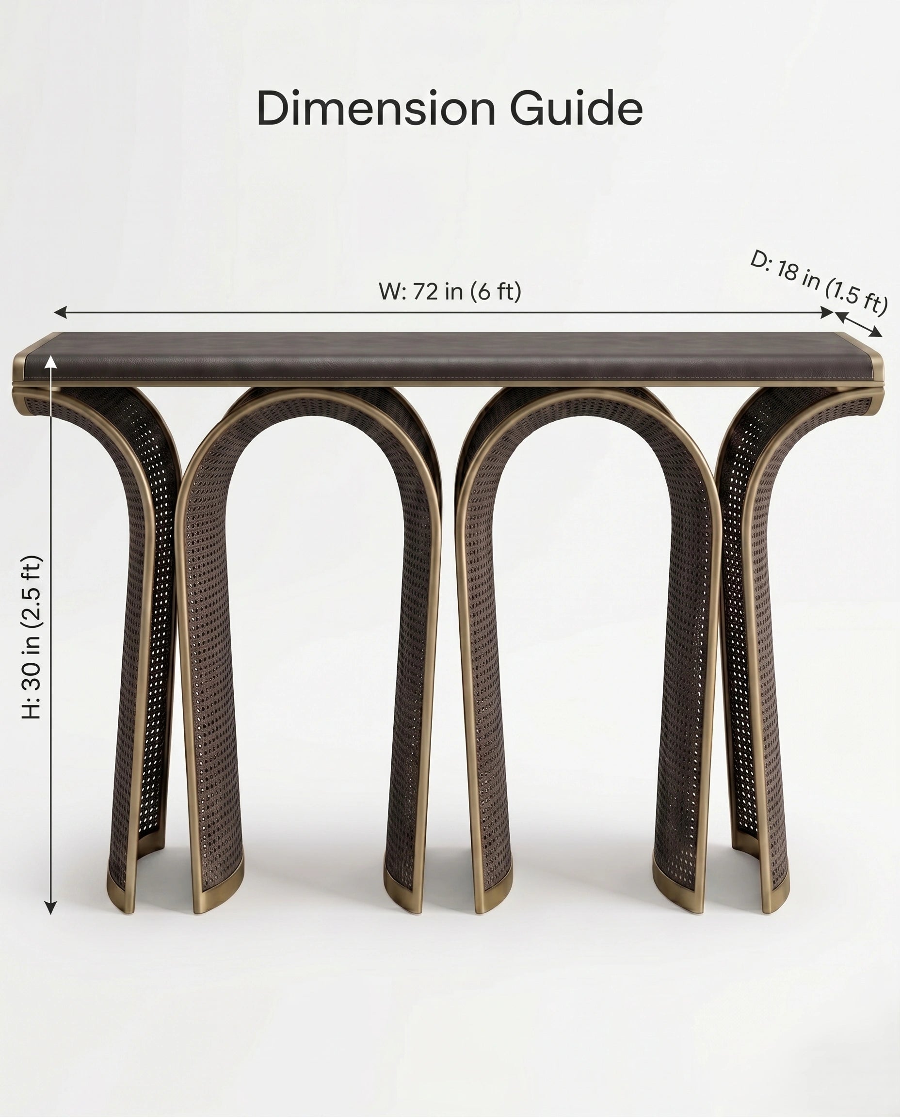 Architectural Woven Arch & Brass Console Table Arris Concepts