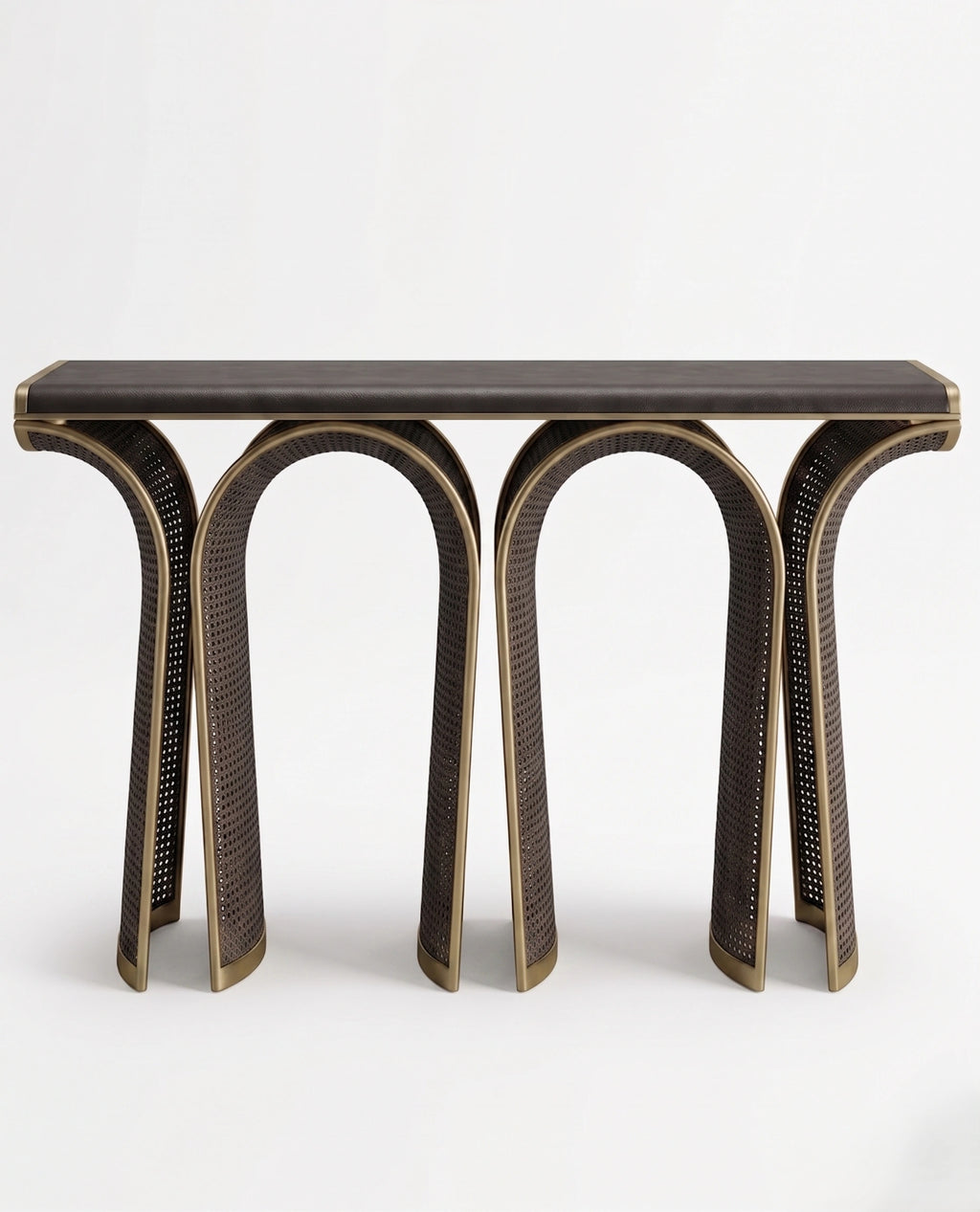 Architectural Woven Arch & Brass Console Table Arris Concepts