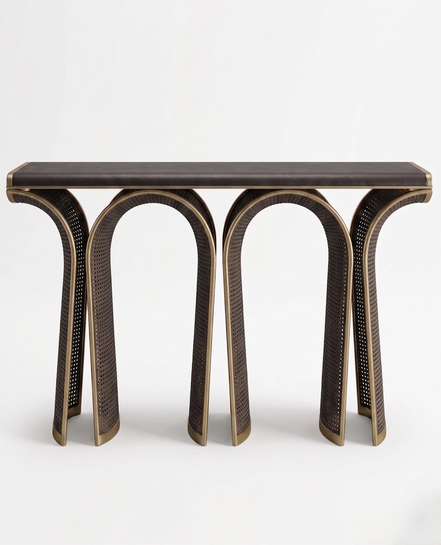 Architectural Woven Arch & Brass Console Table Arris Concepts