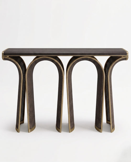 Architectural Woven Arch & Brass Console Table Arris Concepts