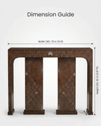Artisanal Sunburst Inlay Wood Console Table Arris Concepts