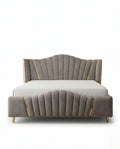 Architectural Art Deco Mink Velvet Scalloped Bed Arris Concepts