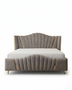 Architectural Art Deco Mink Velvet Scalloped Bed Arris Concepts
