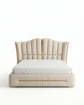 Ivory Fluted Wingback Bed with Brass Inlay Arris Concepts