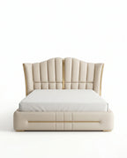 Ivory Fluted Wingback Bed with Brass Inlay Arris Concepts