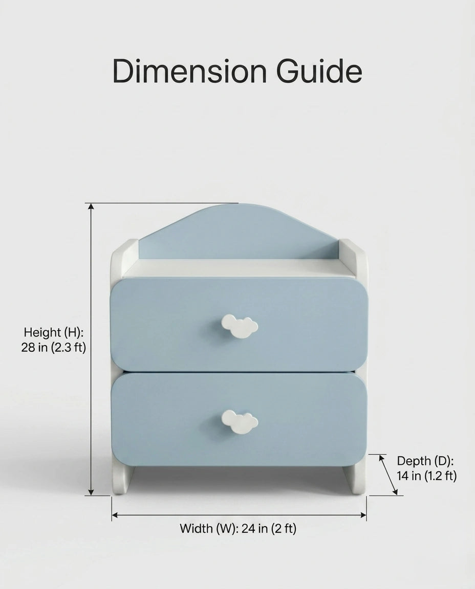 Premium Pastel Blue Cloud Nursery Side Table Arris Concepts