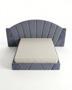 Architectural Art Deco Blue Velvet Sunburst Bed Arris Concepts