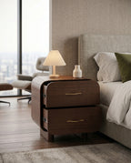 Organic Modern Walnut Nightstand with Brass Pulls Arris Concepts