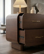 Organic Modern Walnut Nightstand with Brass Pulls Arris Concepts