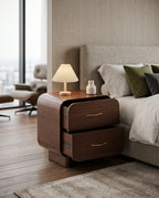 Organic Modern Walnut Nightstand with Brass Pulls Arris Concepts