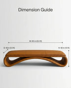 Sculptural Wave Cognac Leather Bed Bench Arris Concepts