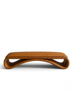 Sculptural Wave Cognac Leather Bed Bench Arris Concepts