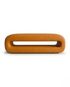 Sculptural Hollow Cognac Leather Bed Bench Arris Concepts