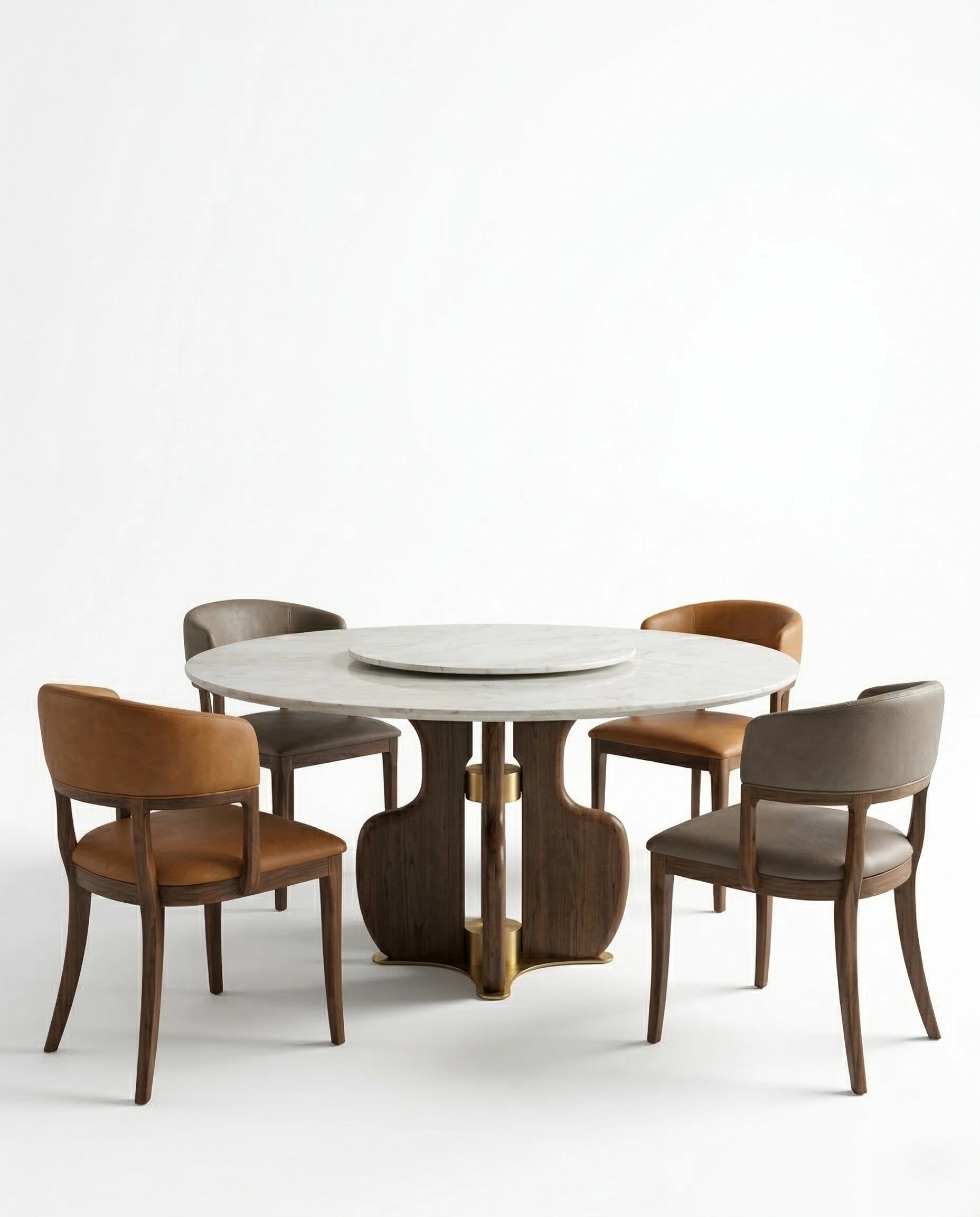 Beautiful premium round dining table with lazy susan crafted by Arris Concepts Luxury Pvt. Ltd.