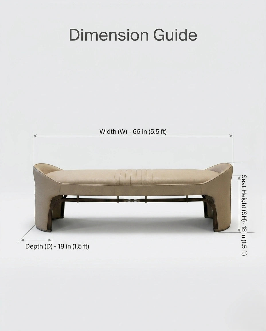 Modern Taupe Artificial Leather Architectural Bed End Bench Arris Concepts