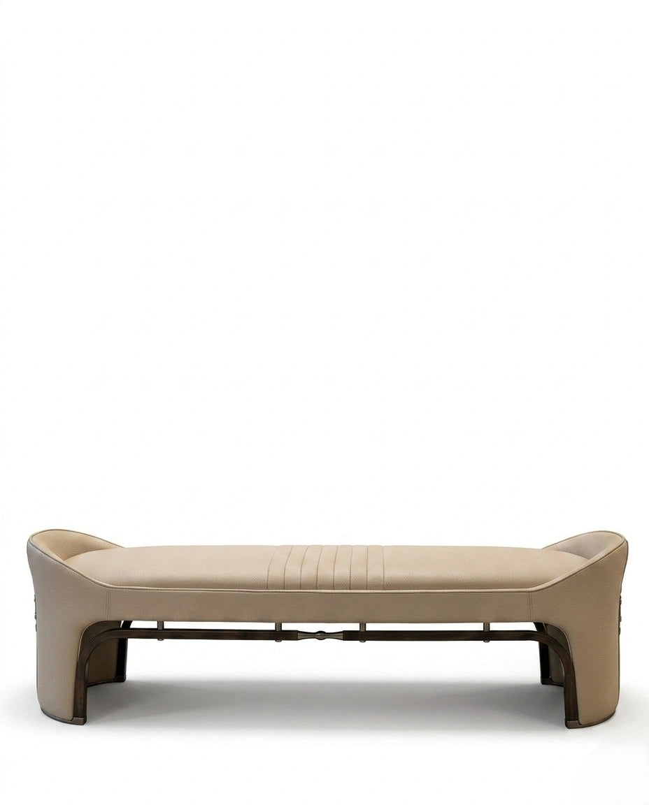 Modern Taupe Artificial Leather Architectural Bed End Bench Arris Concepts