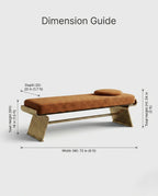 Architectural Cognac Leather & Brass Bed Bench Arris Concepts