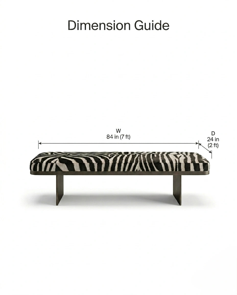 Modern Zebra Print Architectural Bed End Bench Arris Concepts