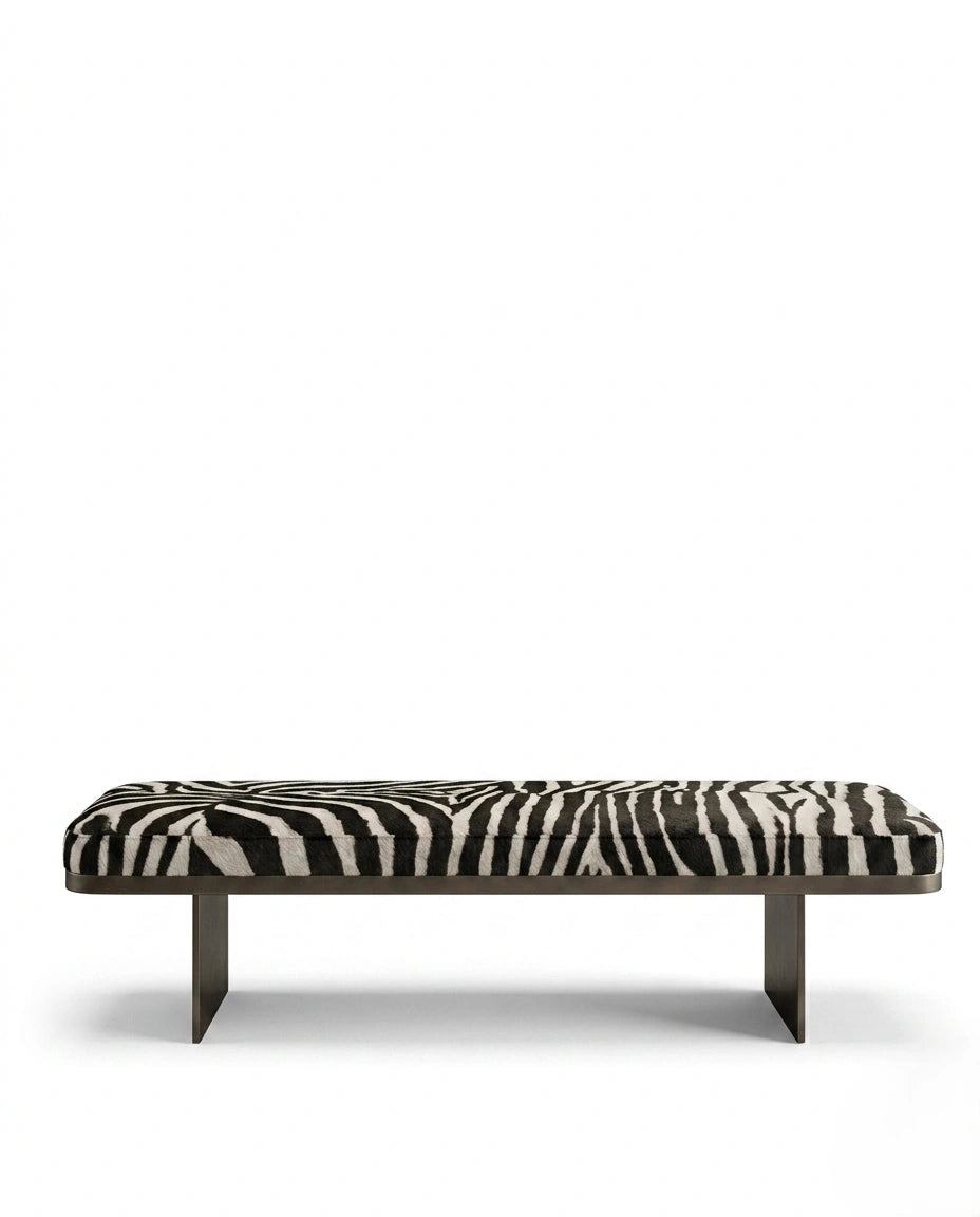 Modern Zebra Print Architectural Bed End Bench Arris Concepts