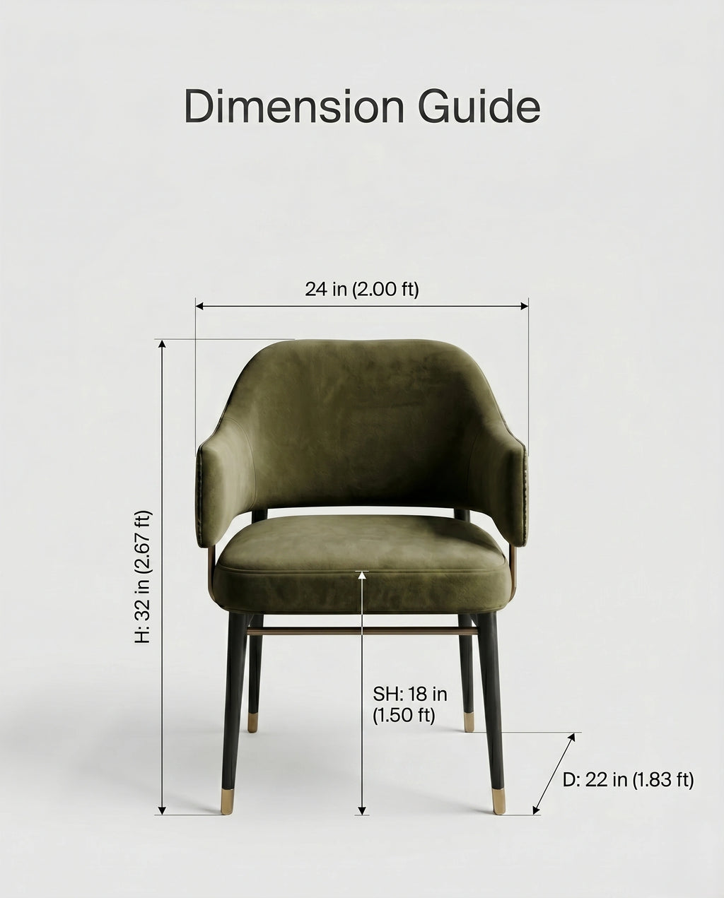 Textured Olive Velvet Dining Chair with Brass Accents Arris Concepts