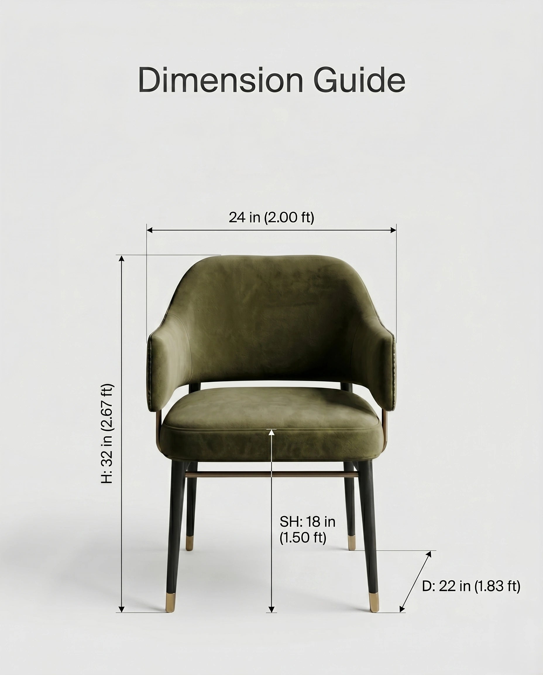 Textured Olive Velvet Dining Chair with Brass Accents Arris Concepts