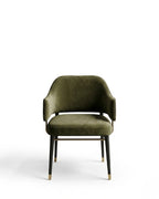 Textured Olive Velvet Dining Chair with Brass Accents Arris Concepts