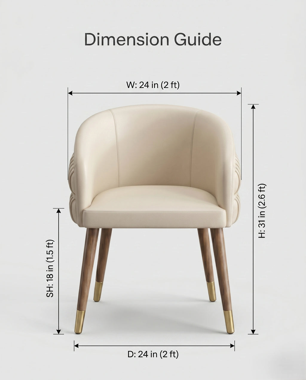 Architectural Fluted Cream Leather Dining Chair Arris Concepts