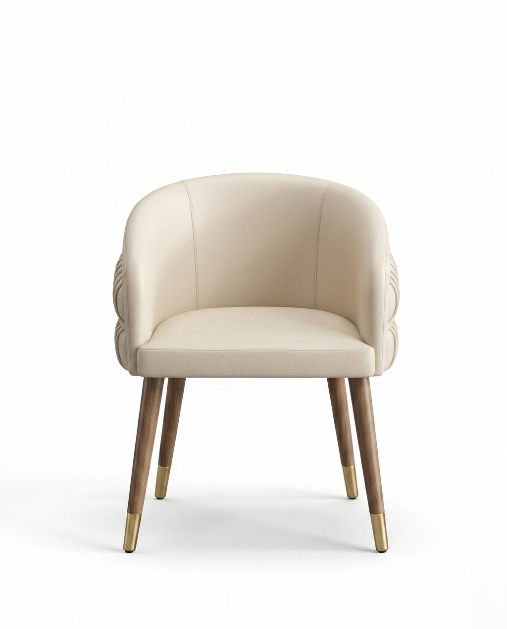 Architectural Fluted Cream Leather Dining Chair Arris Concepts