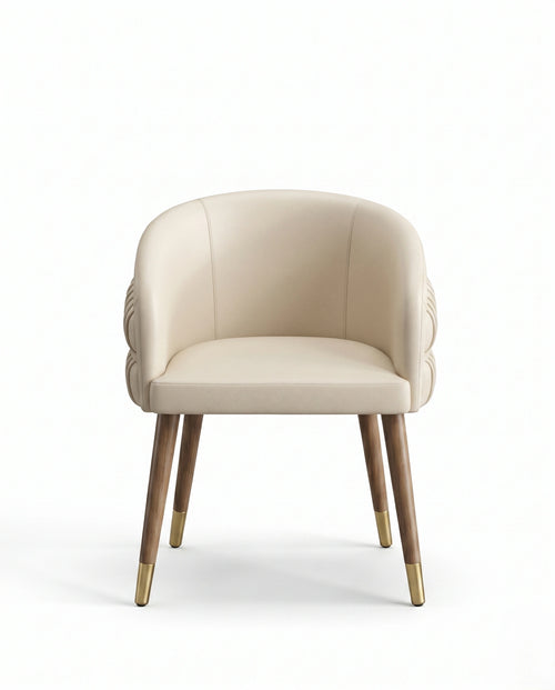 Architectural Fluted Cream Leather Dining Chair Arris Concepts