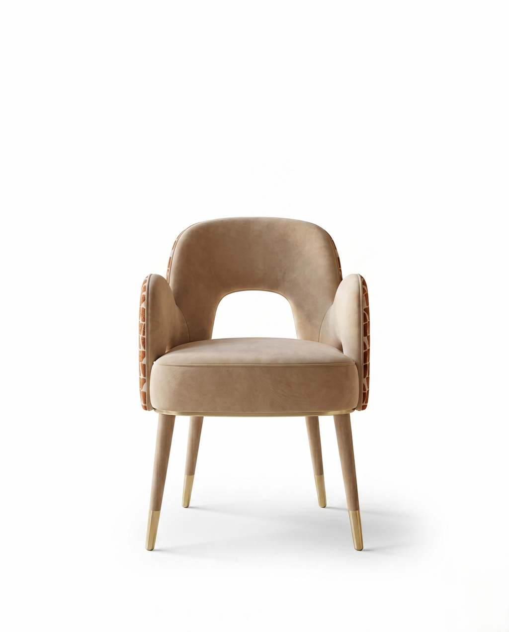 Architectural Cutout Beige Velvet Dining Chair Arris Concepts