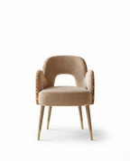 Architectural Cutout Beige Velvet Dining Chair Arris Concepts